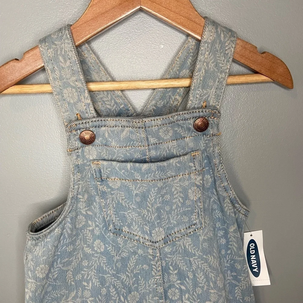 NWT Old Navy Prairie Floral Overall Denim Dress